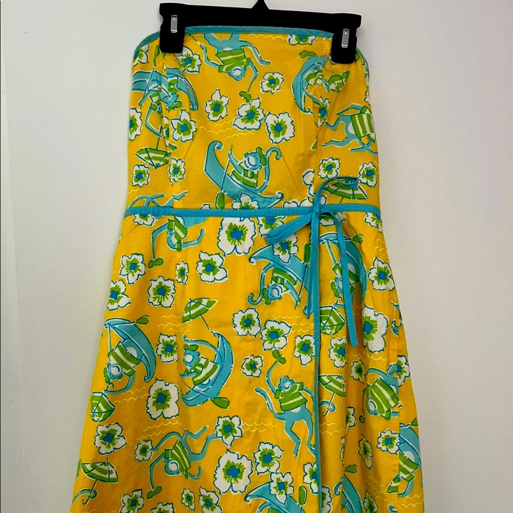 Vintage Lilly Pulitzer Les Monkey Strapless Dress Size 10 See Details.